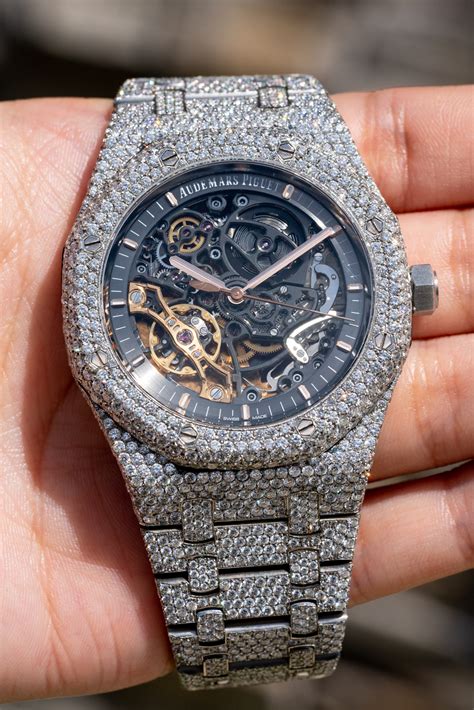 audemars piguet silver diamond watch|audemars piguet skeleton diamond.